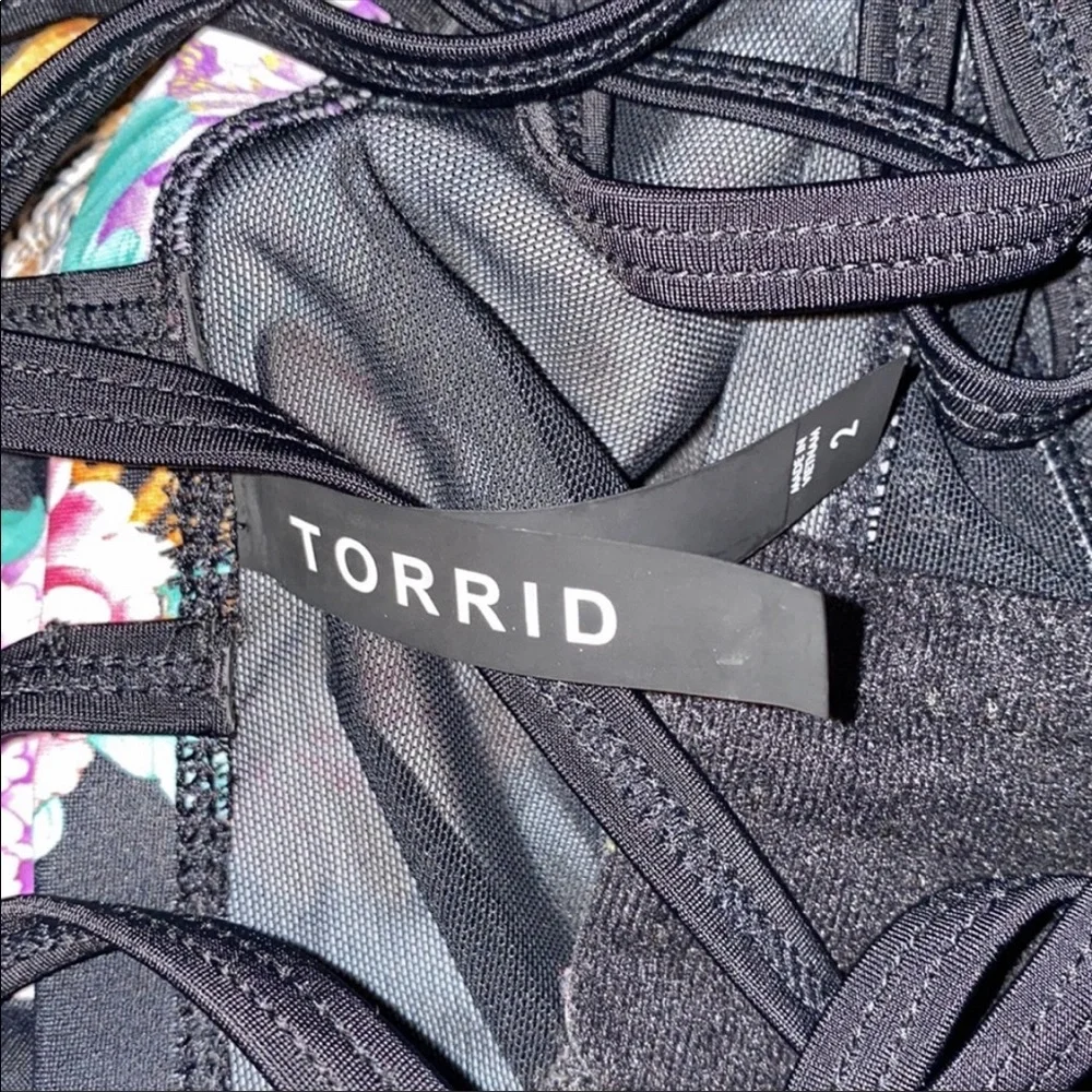 NWOT Torrid tiger floral vixen collection strappy  lattice back swimsuit